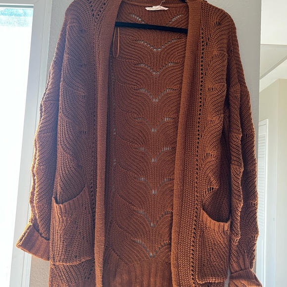 Pink Republic Sweaters - Pink Republic Rust Knit Cardigan length 30